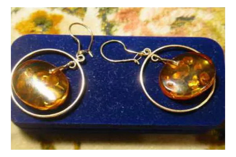 Russian Soviet silver rose gold plated 925 Amber earrings veab005